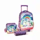 Kit Mochila Infantil Escolar com Rodinhas + Estojo e Lancheira Térmica Magic Kids Unicórnios em oferta