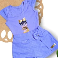 Imagem da promoção Conjunto Infantil Blusa Regata Desenho Short Malha Crepe Lacinho Moda Feminina