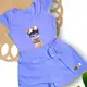 Conjunto Infantil Blusa Regata Desenho Short Malha Crepe Lacinho Moda Feminina em oferta