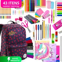 Imagem da promoção Kit Material Escolar Feminino Completo 43 Itens Volta As Aulas 2024 Menina