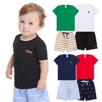 Imagem da promoção Kit Básico 8 Peças Roupa Infantil Bebê Menino - 4 Camisetas Básicas + 4 Bermudas