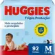 Fralda Huggies Tripla Proteção Hiper - Tamanho M - Com 92 Unidades em oferta