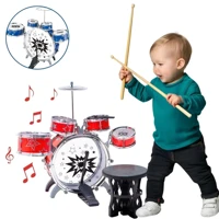 Imagem da promoção Mini Bateria Infantil Instrumento Brinquedo Infantil com Prato Tambor Baqueta