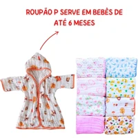 Imagem da promoção Kit 1 Toalha Banho Com Capuz Soft Fralda +1 Roupão Soft Bebe + 3 Pano Boca babete 100% algodão