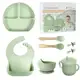 8PCS Talheres Conjunto De Silicone do Bebê Prato De Jantar Para Bebês Com Tigela De ventosa em oferta