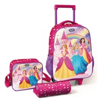 Imagem da promoção Kit De Mochila Escolar Magic Kids Mochila De Rodinhas Com Estojo E Lancheira Princesas