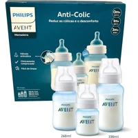 Imagem da promoção Philips Avent Kit triplo Mamadeira Anti-colic 125ml + 260ml + 330ml, Azul, SCY119/20