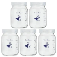 Imagem da promoção Kit com 5 Potes de Vidro para Armazenar Leite Materno 200ml Com Graduação - Super Mamãe