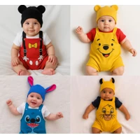 Imagem da promoção Kit Jardineira + body + touca Temático (Tam. P ao G)