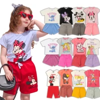 Imagem da promoção Kits Roupa Menina Infantil Personagens Verão Conjunto Feminino Calor Barbie Minnie Stitch 2 ao 10