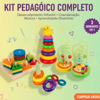 Imagem da promoção Kit Pedagógico Infantil 3 Em 1 – Brinquedos Educativos, Coordenação Motora, Aprendizado Divertido
