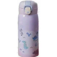 Imagem da promoção Garrafa Térmica Garrafinha Térmica Infantil Inox Canudo Trava 350 ml - Desenho dinossauro Coelho Car