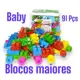 kit 91 Blocos de montar, Bloquinhos Baby Bebe Peças Maiores, Encaixar, Juntar, Aprender, Desenvolver em oferta