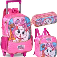 Imagem da promoção Kit Mochila Infantil Carrinho Rodinha Menina Gatinha Nini