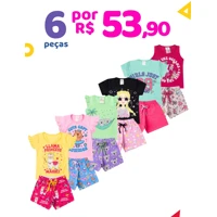 Imagem da promoção Roupa Infantil Menina Kit 6 Peças Verão 1 ao 16 Conjunto Feminino Criança Pronta Entrega