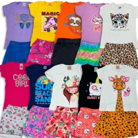 Imagem da promoção Kit 10 peças 05 Conjuntos ou 08 Peças 04 Conjuntos Menina Infantil Camiseta/Blusa + Shorts/Bermuda