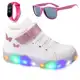 Kit Tenis Feminino Infantil Botinha Borboleta De Led Meninas Cano Alto + Óculos + Relógio Barato Mac em oferta