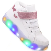 Imagem da promoção Tenis Feminino Infantil Botinha Borboleta De Led Meninas Cano Alto com Luzinha Linkito