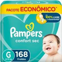 Imagem da promoção Fraldas Pampers Confort Sec G 168 Unidades, Pampers