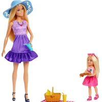 Imagem da promoção Barbie, Conjunto Piquenique da Barbie com 1 Boneca Malibu, 1 Chelsea e 9 Acessórios Temáticos, Matte