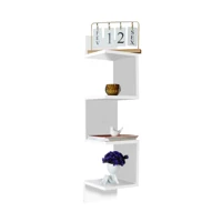 Imagem da promoção Prateleira De Canto Reto Branco Preto Madeirado Estante Livros Nicho Brinquedos