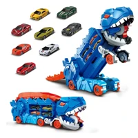 Imagem da promoção Caminhão Dinossauro Pista Com Carrinhos Maleta Transporte Cor Azul