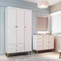 Imagem da promoção Quarto de Bebê Lígia Guarda Roupa 3 Portas Cômoda Infantil com Porta Branco Carolina Baby