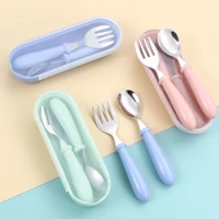 Imagem da promoção Conjunto De Talheres Infantil De Aço Inoxidável Colher e garfo kit com Estojo bebê