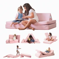 Imagem da promoção Sofá de Brincar Infantil Montessori Rosa Sofá Modular 4 Peças Fácil Montagem Macio e Maleável