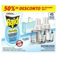 Refil Líquido Repelente Elétrico Raid 45 Noites Family 2 Unidades em oferta na Amazon