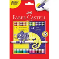 Imagem da oferta Canetinha Hidrográfica Bicolor Faber-Castell 12 Canetas/24 Cores