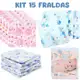 Fralda de Pano Bebê Kit com 15 Unidades 60cm x 60cm 100% algodão Minasrey Pacote em oferta