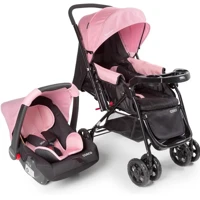 Imagem da promoção Carrinho Travel System Reverse Rosa Rajado Cosco