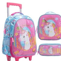 Imagem da promoção Mochila Escolar Infantil de Rodinhas Menina Menino Bolsa Resistente Impermeável Com Lancheira e Est