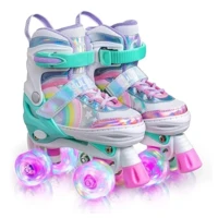 Imagem da promoção Patins 4 Rodas Verde Com Luz De Led E Glitter Top Patins Roller Sem ou Com Kit Proteção