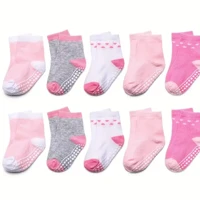 Imagem da promoção Kit 12 Pares Meias Infantil Para Meninas ou Meninos Estampada E Com Antiderrapante Cores Sortidas