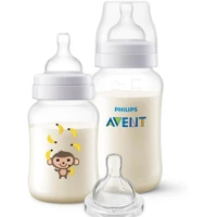 Imagem da promoção Kit Mamadeiras Anti-colic 260ml Macaco e 330ml + Bico T4 6m+