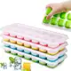 Kit 4 Unidades Forma Com Tampa Gelo Ice Flexivel Forminha Fundo Silicone 14 Cubos Alimentos Frutas P em oferta