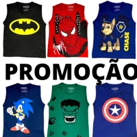 Imagem da promoção Kit 5 Camiseta Infantil Regata Diversas Estampas