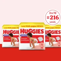 Imagem da promoção Fralda Pants Huggies Proteção Acolchoada Tamanho M 216 unidades (3x72)
