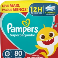 Imagem da promoção Fralda descartável Pampers Supersequinha, Tamanho G 80 Unidades