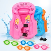 Imagem da promoção Kit Colete Inflável Salva Vidas + Óculos UV Piscina Natação Segurança Criança Verão