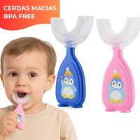 Imagem da promoção Escova Dental Infantil Formato U 360° Silicone Cerdas Macias Bebê Criança Higiene Oral
