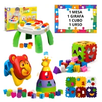 Imagem da promoção Kit 4 Brinquedo Educativo Mesa Didática Bebe Interativa Colorido