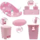 Kit Para Banho Organizador Bebê Baby Rosa Menina Banheira Saboneteira Cestos E Lixeira em oferta