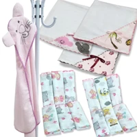 Imagem da promoção Kit Enxoval de Bebe 15 Peças Toalha Banho Bebê Bordada + 11 Fraldinhas + 3 Manta Fralda 100% Algodão