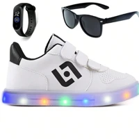 Imagem da promoção Tenis Infantil De Led Casual Escolar Sapatenis Meninos Street Calce Facil + Oculos Relogio