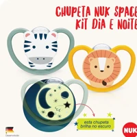 Imagem da promoção NUK Kit Com 3 Chupetas Space 18+ Meses – Dia E Noite