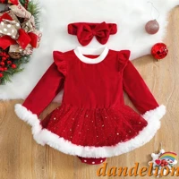 Imagem da promoção Dandelion-0-24 Meses Roupas De Natal Para Bebês Meninas , Patchwork De Pelúcia Manga Longa Romper Ve