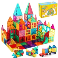 Imagem da promoção Brinquedo Educativo Infantil Bloco de Montar Magnético 65 ou 130 Peças Coloridas C/ Bolsa de Armazen